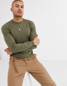 Темно-зеленый обтягивающий меланжевый свитшот ASOS DESIGN
