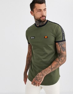 Футболка цвета хаки с лентой ellesse Fede-Зеленый