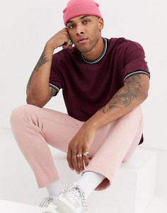 Бордовая oversize-футболка с контрастной отделкой ASOS DESIGN-Красный