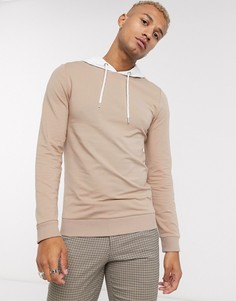 Бежево-белый обтягивающий худи ASOS DESIGN-Бежевый
