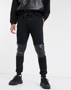 Черные джоггеры скинни с крокодиловыми вставками от комплекта ASOS DESIGN-Черный