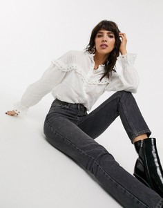 Белая блузка с декорированными оборками Object-Белый