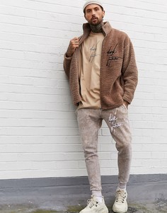 Oversize-футболка с логотипом \"Dark Future\" и светоотражающим принтом ASOS DESIGN-Бежевый