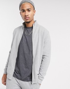 Серая трикотажная спортивная куртка в рубчик ASOS DESIGN-Серый
