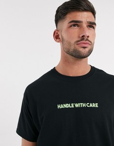 Черная oversize-футболка с надписью New Look-Черный