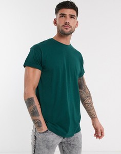 Зеленая футболка с отворотами на рукавах New Look-Зеленый
