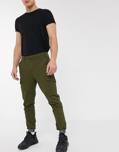 Брюки карго с манжетами и лентой SikSilk-Зеленый