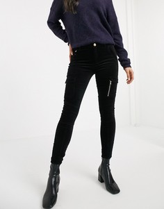 Черные вельветовые джинсы в винтажном стиле River Island-Черный