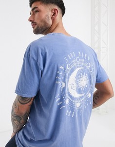 Голубая oversize-футболка с принтом New Look-Синий
