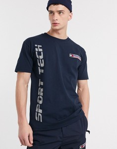 Темно-синяя футболка с логотипом Tommy Jeans-Темно-синий