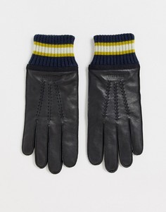 Черные кожаные перчатки с манжетами в рубчик Ted Baker - Forchet-Черный