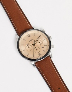 Коричневые часы с кожаным ремешком Fossil FS5627 Neutra Chrono-Коричневый