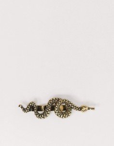 Золотистый зажим для галстука со змеей ASOS DESIGN-Золотой