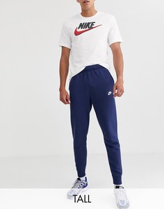 Темно-синие джоггеры с манжетами Nike Tall Club-Темно-синий