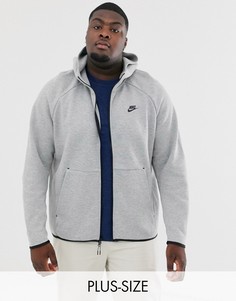 Худи серого цвета на молнии Nike Plus - Tech Fleece-Черный