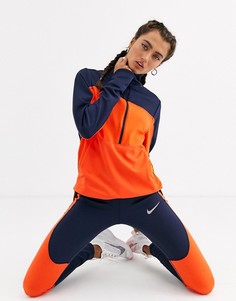 Лонгслив колор блок на молнии Nike Running-Мульти