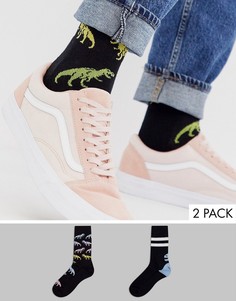 Набор из 2 пар спортивных носков с принтом динозавров и эффектом омбре ASOS DESIGN  - Со скидкой-Белый