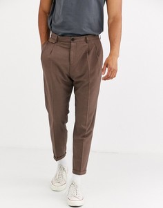 Суженные книзу строгие коричневые брюки Selected Homme-Коричневый