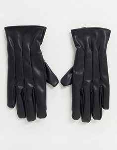 Черные перчатки из искусственной кожи Jack & Jones-Черный