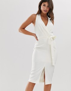 Платье миди с халтером и глубоким вырезом Paper Dolls-Белый