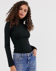 Топ с отворачивающимся воротом Brave Soul-Черный