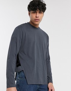 Черный свободный лонгслив ASOS DESIGN-Серый