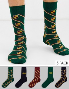 5 пар носков с гербом и полосками Burton Menswear-Мульти