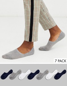7 пар невидимых носков синего, белого и серого цвета ASOS DESIGN - Набор со скидкой-Мульти