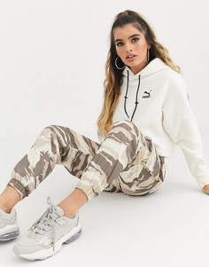 Укороченное худи с принтом на спине Puma XTG-Бежевый