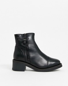 Черные кожаные ботинки на блочном каблуке ALDO-Черный