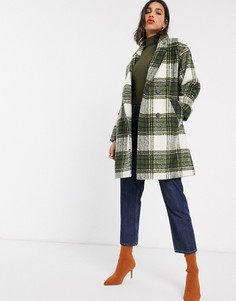 Двубортное пальто в клетку Miss Selfridge-Мульти