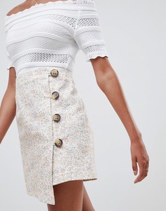Мини-юбка с цветочным принтом и пуговицами по бокам ASOS DESIGN-Мульти