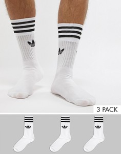 3 пары белых носков adidas Originals solid crew s21489-Белый
