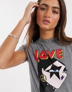 Футболка с принтом и логотипом Love Moschino-Серый