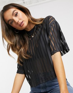 Oversize-футболка в вертикальную полоску ASOS DESIGN-Черный