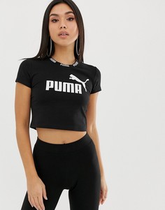 Черный кроп-топ с лентой Puma Amplified