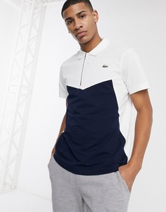 Футболка-поло в стиле колор блок Lacoste-Белый