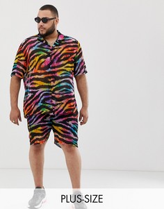 Комбинируемые разноцветные фестивальные шорты с тигровым принтом Jaded London-Мульти