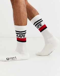 Белые носки с полосками AAPE By A Bathing Ape-Белый