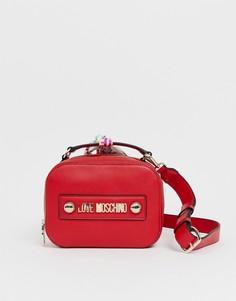 Красная маленькая сумка с логотипом и съемным шарфом Love Moschino-Красный