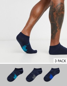 Набор спортивных носков с контрастным логотипом Polo Ralph Lauren - 3 пары-Темно-синий