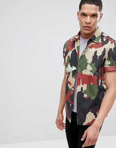 Рубашка в стиле милитари с короткими рукавами и камуфляжным принтом G-Star-Зеленый