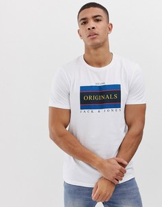 Футболка с принтом на груди Jack & Jones Originals-Белый