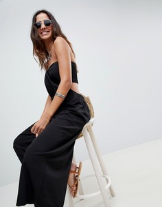 Комбинезон-бандо с вырезом и драпировкой ASOS DESIGN-Черный