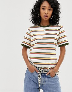 Свободная футболка в ретро-полоску с контрастной окантовкой Dickies-Бежевый