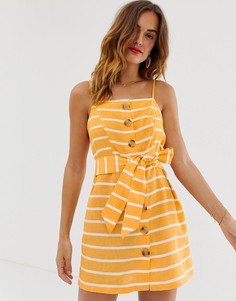 Оранжевое пляжное платье в полоску на пуговицах River Island-Мульти