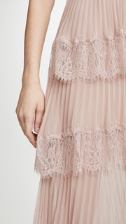 Self Portrait Chiffon Lace Tiered Midi Dress