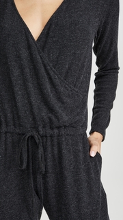 Enza Costa Peached Jersey Wrap Front Jumpsuit