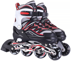 Роликовые коньки (светятся колеса), черно-красные, 31-34 р. Navigator