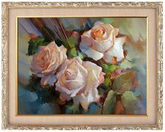 Алмазная мозаика "Чайные розы" 28 × 20 см, 22 цвета MILATO